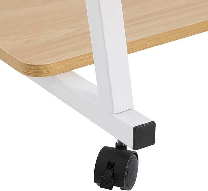 Home Office Desk3 Tier Rolling Computer Desk36inch Modern Home Desk Computer Desk Writing Table with Under Desk Storage Shelves for Home Office Study Bedroom (White+Log Color)