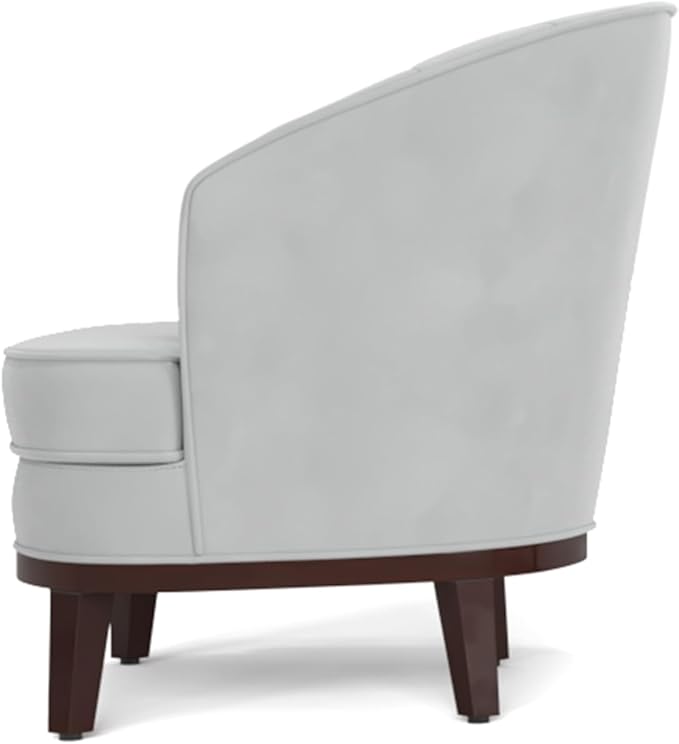 AC Pacific Oscar Upholstered Barrel Accent Chair – Modern Cozy Seating for Living Room Stylish Round Design with Cushion &amp Pillow for Home or Office Spaces Light Grey