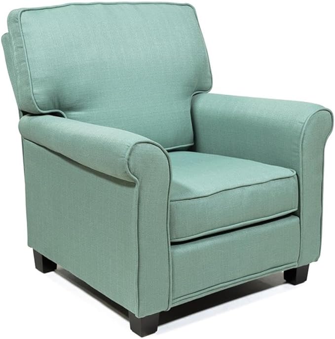 BOWERY HILL Transitional Fabric Upholstered Accent Chair Blue Finish Solid Wood Frame Padded Foam Cushioning Rolled Arms 34.5 W x 37.13 D x 35.75 H Indoor Living Room Seating