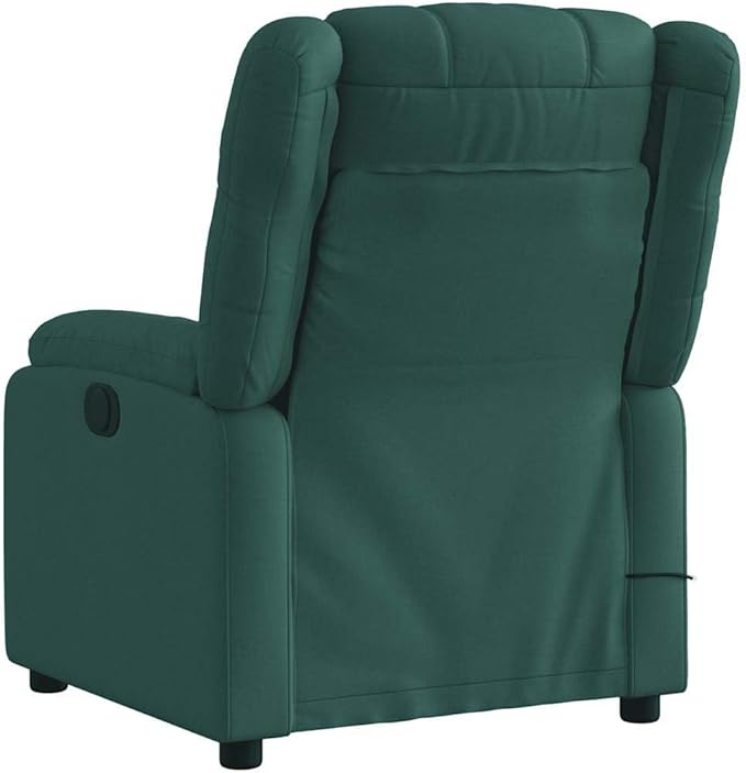vidaXL Dark Green Reclining Massage Chair with 6 Point Vibration and Adjustable Backrest for Home Theater Living Room Recliner Armchair Fabric Chairs Comfort Modern