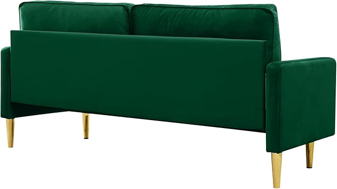 65'’ Velvet Upholstered Loveseat Sofa with Gold Metal Legs Modern Tufted Backrest Couch Solid Wood Frame for Living Room BedroomApartmentOfficeSmall Space (Green)