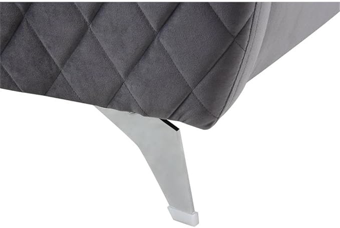 Lilola Home Sofia 36 W Gray Velvet Accent Chair with Silver Legs – Tufted Modern Armchair for Living Room Bedroom or Reading Nook