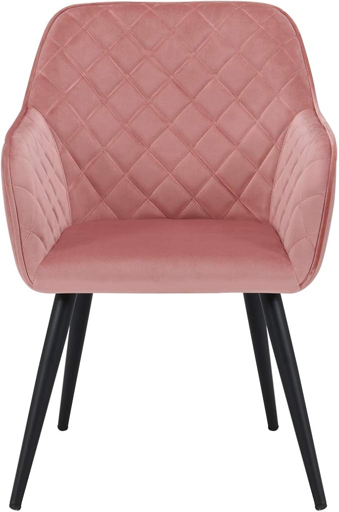 DUHOME Accent Chair with ArmrestReception Chair Mid-Century Upholstered Leisure Chairs Modern Metal Frame Legs Velvet Padded Seat Easy Assembly Pink