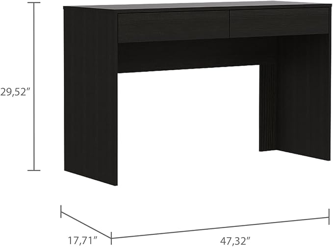 Black Wengue 2-Drawer Computer Desk