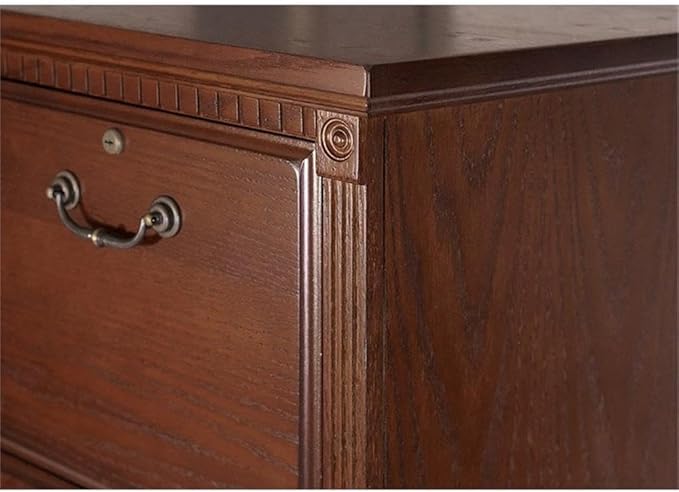 Pemberly Row Traditional 4-Drawer Wood Filing Cabinet Office Storage in Brown Solid Wood Sturdy and Durable Office or Home Use Secure Document Organization Classic Design