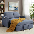 Homdox Convertible Sofa Bed Pull Out Loveseat Sleeper Sofa 3 in 1 Convertible Couch Bed Futon Sofa with Pillows for Living Room Bedroom Lounge Blue