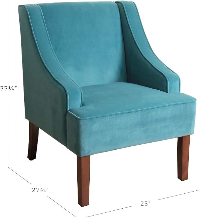 Homepop Home Decor | Upholstered Classic Swoop Arm Accent Chair | Accent Chairs for Living Room &amp Bedroom | Decorative Home Furniture Velvet Teal