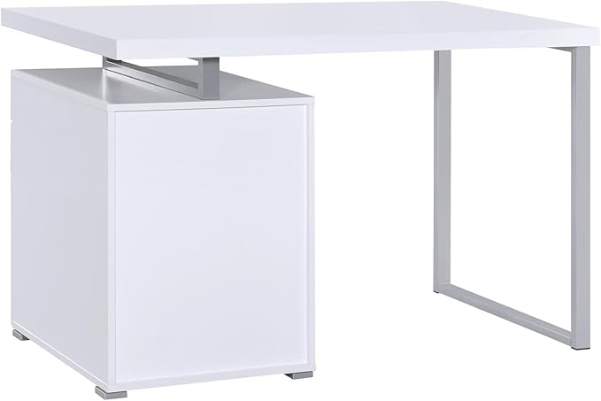 White 3-Drawer Reversible Office Desk