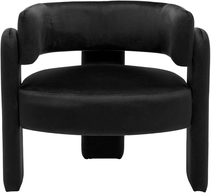 Set of 2 Accent Chairs with Arms Upholstered Barrel Armchair with Curved Back Comfy Single Side Chair for Reading Living Room Home Office Black
