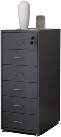 File Cabinet Six Drawer Cabinet Office with Lock Storage Cabinet Iron Data File Storage Cabinet (Color : Grey)