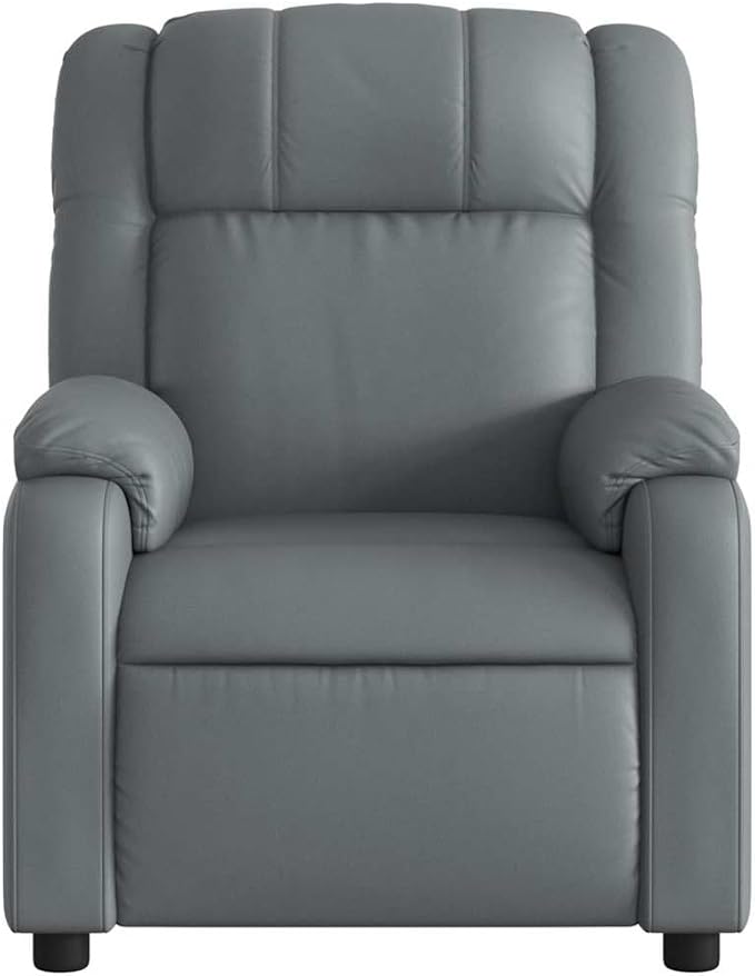 vidaXL Massage Recliner Chair for Living Room Adjustable Recliner with 6-Point Vibration Massage Home Theater Seating with Padded Seat Backrest &amp Side Pocket Grey Leather
