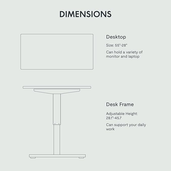 FLEXISPOT EN2 55''x28'' Electric Standing Desk with PC Stand Bundle 1 Whole-Piece Desktop Easy-to-Install Hanging Design PC Mount Bundle for Home Office Game &amp Small Spaces Black