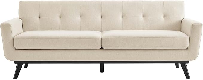 Modway Engage Modern Tufted Back Textured Fabric Sofa in Beige