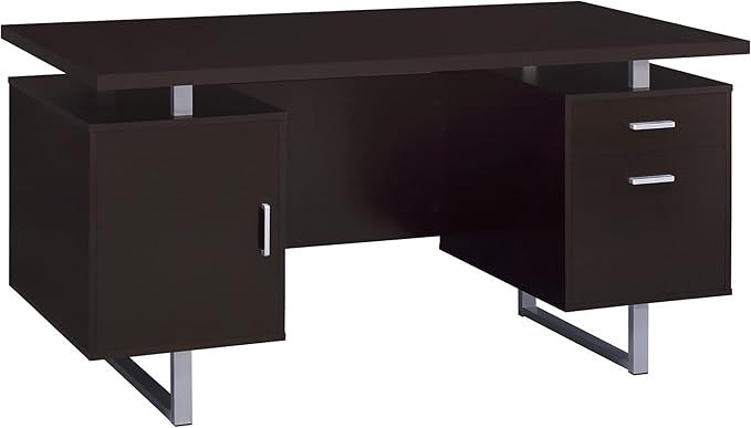 Cappuccino 2-Drawer Floating Top Office Desk