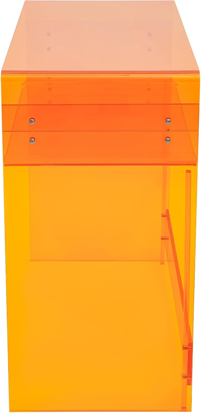 Acrylic Desk with Storage ShelfComputer Writing DeskAcrylic Study Table for Home OfficeOrange