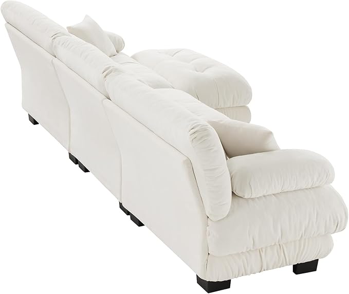 Modular Sectional Sofa 133.8 Cloud Couch Oversized L Shaped Sofa with Movable Ottoman Modern Deep Seat Modular Cloud Sectional Sofas for Living Room Comfy Chenille Sofa for Bedroom White