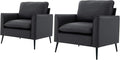 YITAI Modern Accent Living Room ChairsFaux Leather Oversized Single Sofa Chair with Metal Legs Mid Century Comfy Armchair for Bedroom/Office Reading/Lounge/Office/Reception2PCBlack