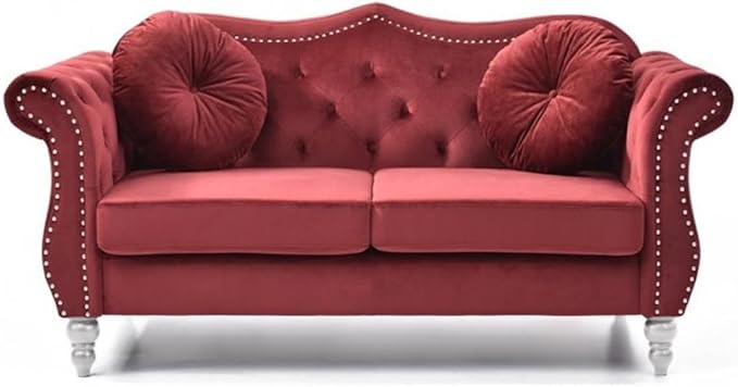 Glory Furniture Hollywood Velvet Loveseat in Burgundy