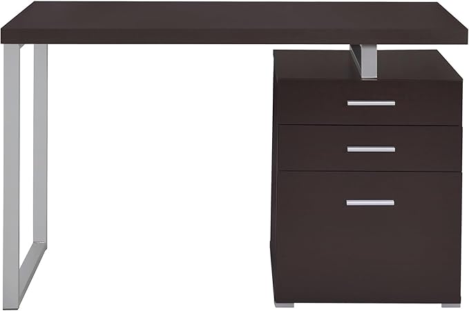 Cappuccino 3-Drawer Reversible Office Desk