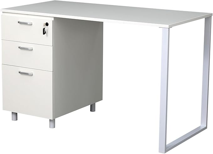 Modern Design Teacher Desk with File Drawer Desk with Locking Drawers by Crafts and Comfort (47 Inch White)