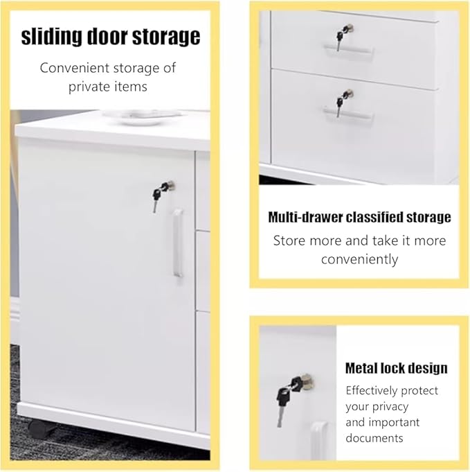 Wood File Cabinet with Lock Mobile Lateral Filing Cabinet for Home Office Printer Stand with Adjustable Shelves Under Desk Filing Cabinet for A4/Letter(Color:Yellow Teak)