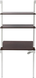 3-Tier Wall Mount Desk Ladder Desk with Open Shelves&ampPower Strip Wall Mount Computer Writing Table Desk Storage Shelves Computer or Writing Desk for Home Office