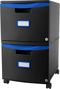 Maykoosh Mobile Filing Cabinet 2 Drawer Rolling Cabinet Black &amp Blue