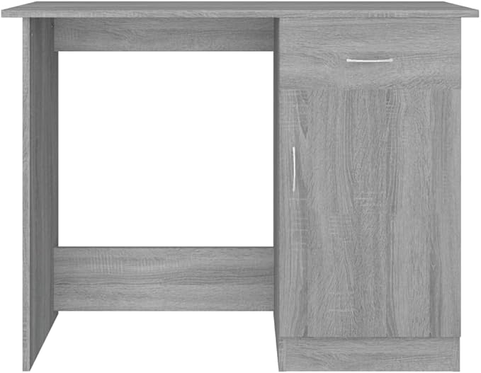 Modern Grey Sonoma Computer Desk 39.4 L Wood Office Workstation with Drawer &amp Door Storage Compact Small Desk for Bedroom Study Home Office Dorm