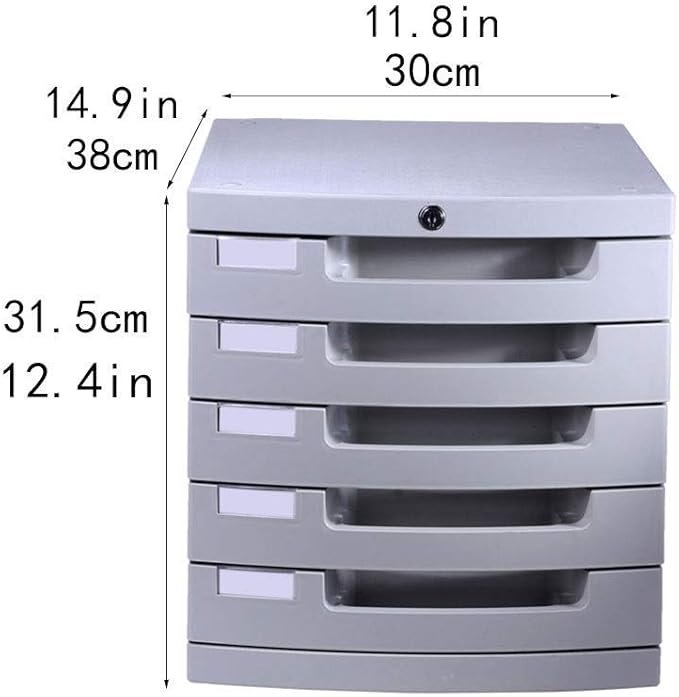 File cabinets Filing cabinets for Home 5 Drawers with Lock Plastic Gray File Filing Cabinet 31.5 * 35 * 29.8cm Bookcase