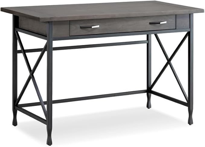 Writing Desk with Keyboard Drawer Computer Desk Home Office Desk - Smoke Gray &amp Black