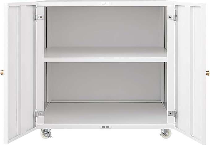 Epinki 2 Tier White Cabinet Metal File Cabinet 23.62 L x 23.62 W x 23.62 H