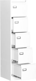 5 Drawer File Cabinet Filing Cabinets for Home Office Vertical File Cabinet with Lock 61.6 H Locking File Cabinet for A4 Legal/Letter Assembly Required (White)