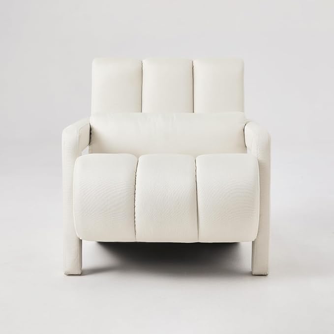 Modern Upholstered Accent Chair with Pillow - Comfortable and Sturdy Linen Fabric for Living Room Bedroom Office and More (Beige)