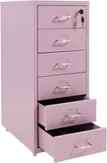 6 Drawers Mobile File Cabinet Rolling Vertical Filing Cabinet Under Desk Storage Organization 16 D x 11 W x 27 H (Purple)