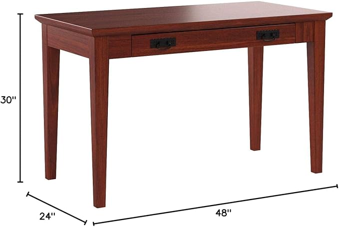 Leick Home 82400 Mission Writing Computer Desk with Drop Front Keyboard Drawer for Home Office Solid Wood Mission Oak