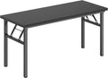 sogesfurniture 54.3 inches Foldable Computer Desk No Assembly Sturdy Large Laptop Workstation for Home Office Modern Portable Folding Study Table Writing Gaming Desk for Small Spaces Black