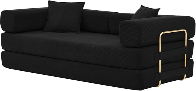 4-in-1 Folding Convertible Floor Sofa Bed 78 Oversized Compression Sofa No Assembly Required King Futon Lazy Couch Corduroy Loveseat Sleeper with Pull Out Bed Modular Futon Couch