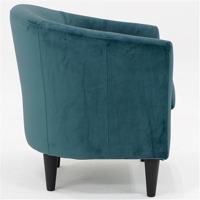 Pemberly Row Traditional 17.5 Polyester Fabric Club Chair Blue Finish Padded Seat Durable Construction 32 H x 30.5 W x 27.5 D Comfortable Accent Chair for Living Room or Bedroom