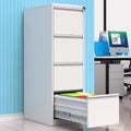 4 Drawer Small File Cabinet with Lock Metal Vertical Storage Organizer Filing Cabinets for Home Office Under Desk Locking Drawers for A4 Legal/Letter SizeAssembly RequiredWhite