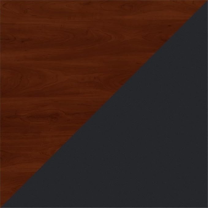 Pemberly Row 36 Transitional Engineered Wood Desk Hansen Cherry/Gray Finish Thermally Fused Laminate Wire Management Grommets Open C-Leg Design Sturdy Office Desk for Home or Workspace Use