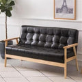 NIUYAO Sofa Couch with Comfy Armrest Upholstered Tufted Back Small Loveseat Sofa Modern Classic Faux Leather Couch for Living Room Bedroom Apartment Office -Black 62 L x 26 W x 28 H