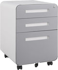 3 Drawer Filing Cabinet with Lock Gray Mobile Metal File Cabinet with 5 Wheels Small Home Office Rolling Metal Under Desk Organizer for Legal/Letter/A4 Files Gray