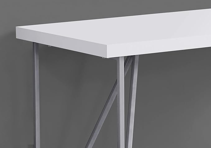 Monarch Specialties Laptop Table-Contemporary Style Home &amp Office Computer Desk-Metal Legs 48 L White