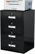 Filing Cabinet Under Desk with Lock Four Drawer Cabinet File Information Cabinet Tin File Cabinet (Color : Black)