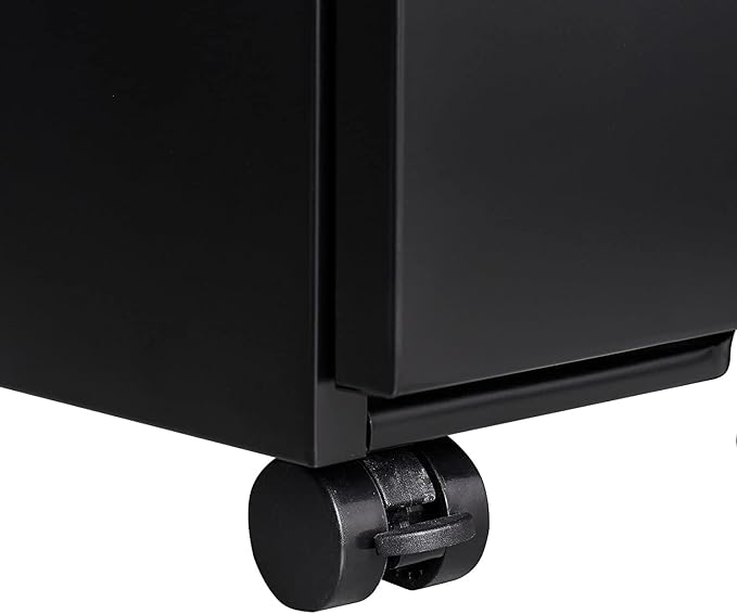 3 Drawer Black File Cabinet with Lock Under Desk Storage Filing Cabinets with Wheels Small Rolling Metal Office Cabinet for Home Office Legal Letter and A4 Files