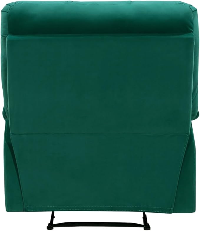 Green Velvet Upholstery Recliner - Modern Luxurious Living Room Chair with Pillowtop Arms