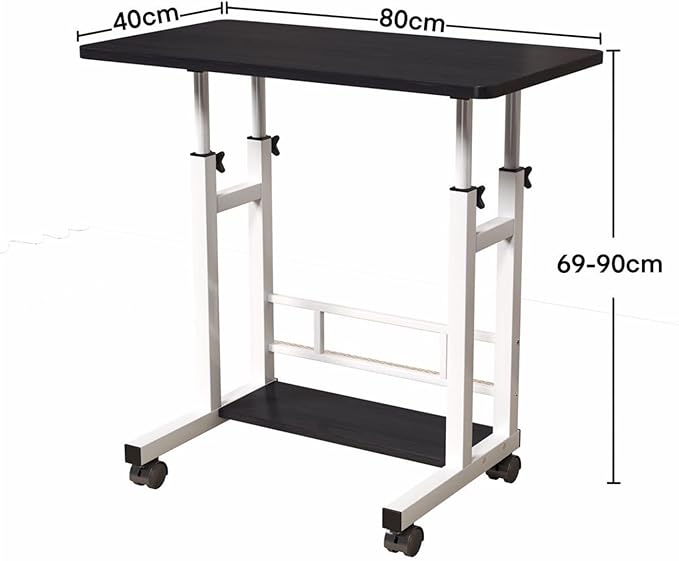 Adjustable Height Mobile Computer Desk for Small Space Rolling Writing with Wheels Corner Home Office Study Portable Bedrooms Work Desk Standing Table 31.5x15.75 Inches Height 27.16-35.43 Black