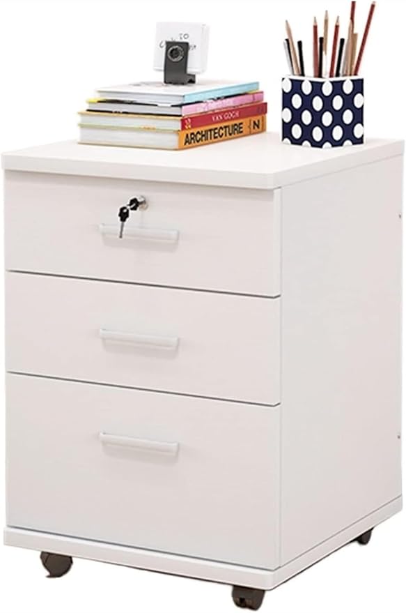 Filing Cabinet Mobile Storage Cabinet 3-Drawer White Color File Cabinet Storage(Color:A)