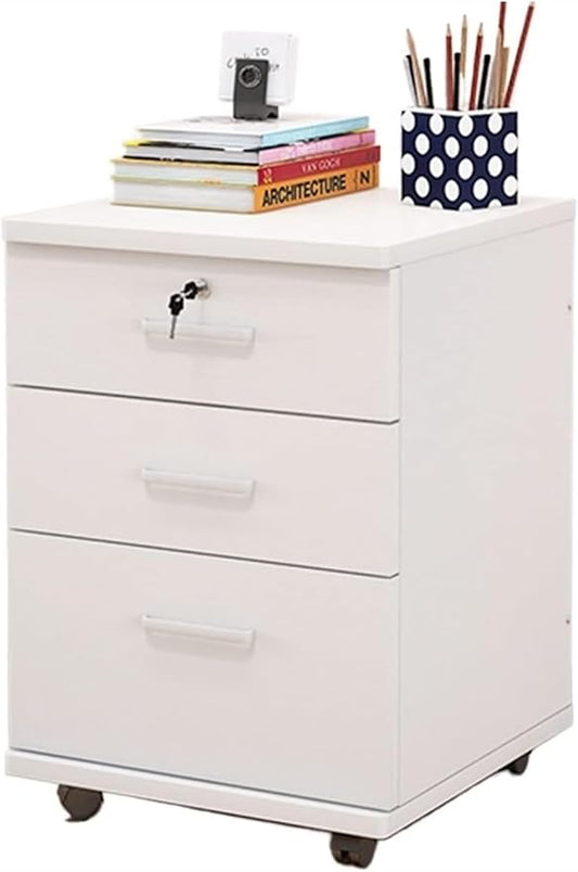 Filing Cabinet Mobile Storage Cabinet 3-Drawer White Color File Cabinet Storage(Color:A)