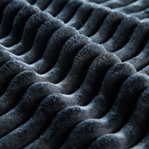 79.5 Oversized Double Chaise Lounge Chair Indoor Modern Upholstered Sleeper Sofa Bed with 2 Storage Armrests and Throw Pillows Comfy Fluffy Corduroy Couch (Black 79.5 Double Chaise)